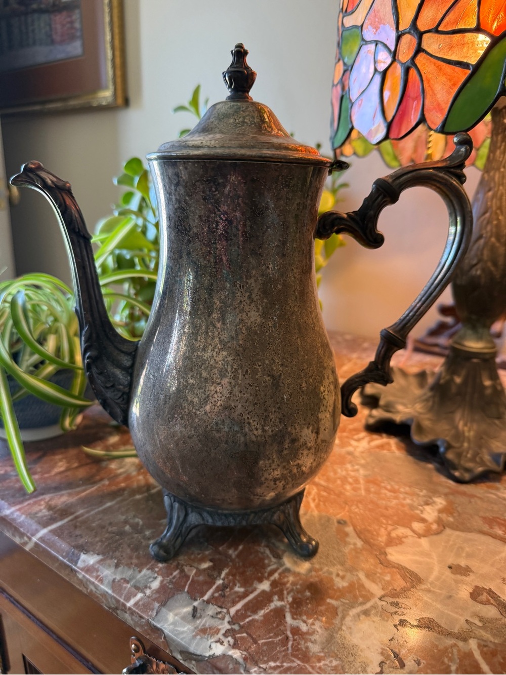 Antique/Vintage Silver Plated Rustic Coffee/Tea Pot